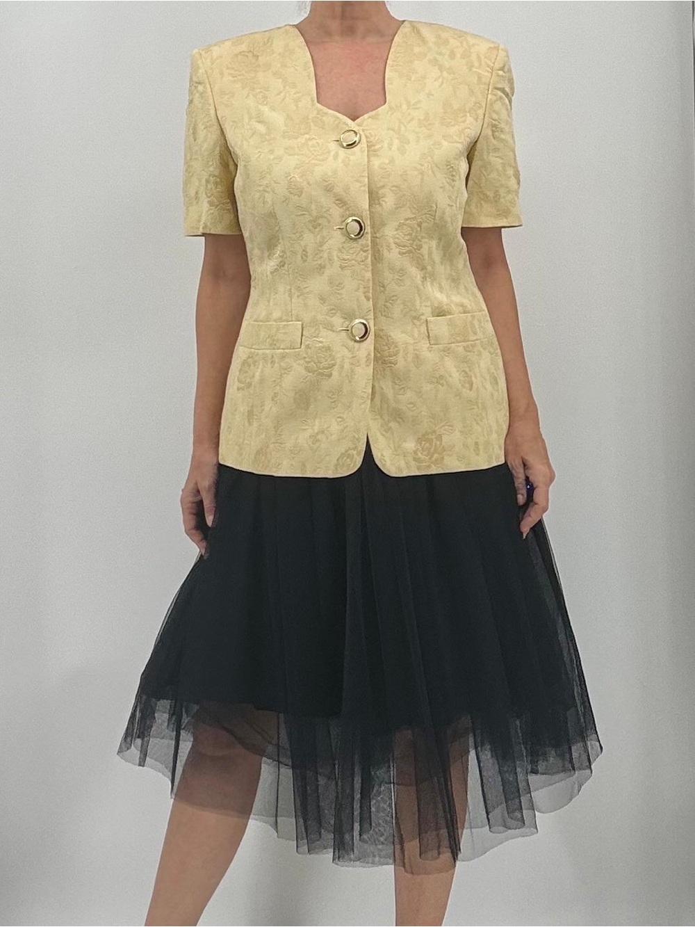 Luisa Spagnoli Vintage 60s Tapestry Italian Butter Yellow Mid Century Blazer